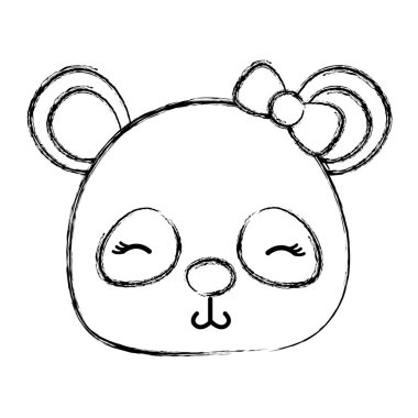 Grunge utangaç panda kadın vahşi hayvan vektör çizim kafa