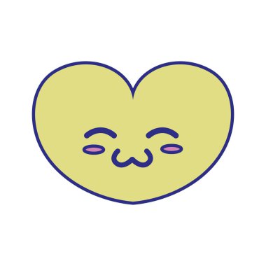 tam renkli sevimli kalp kawaii karakter tasarlamak vektör