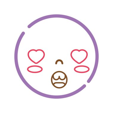 renkli kawaii kafa ile aşk yüz vektör çizim şirin