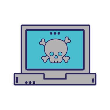 dansçı kafatası kemikleri dikkat dizüstü bilgisayar teknoloji vektör çizim içinde