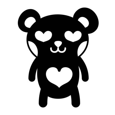 siluet ayı sevimli vahşi hayvan vektör çizim âşık