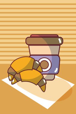 Kahve masa örtüsü vektör çizim grafik tasarımı ile lezzetli yemek