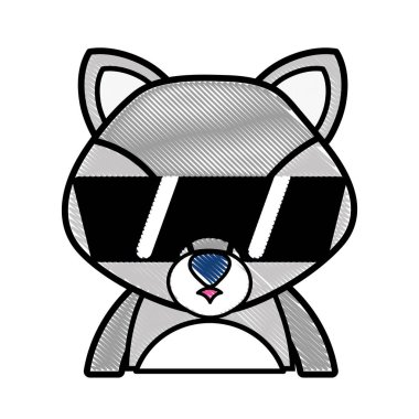 güneş gözlüğü vektör çizim rendelenmiş fox sevimli vahşi hayvanla