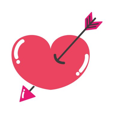 kalbin içindeki renkli ok tasarım seviyorum simge vektör çizim