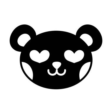 aşık ayı baş sevimli hayvan vektör çizim siluet