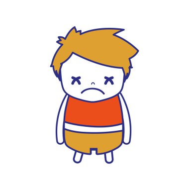 saç tasarım ve üzgün yüz vektör çizim renkli çocuk