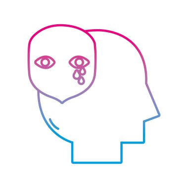 satır siluet vektör çizim içinde zihinsel duygu ağlayan yüz adamla