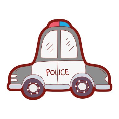 çizgi rengi acil polis araba taşıma siren vektör çizim ile