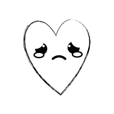 şirin ağlayan kalp kawaii karikatür vektör çizim şekil