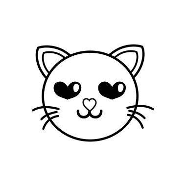 kedi baş sevimli hayvan vektör çizim satırı âşık