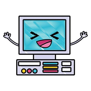 rendelenmiş mutlu bilgisayar teknoloji kawaii silah vektör çizim ile