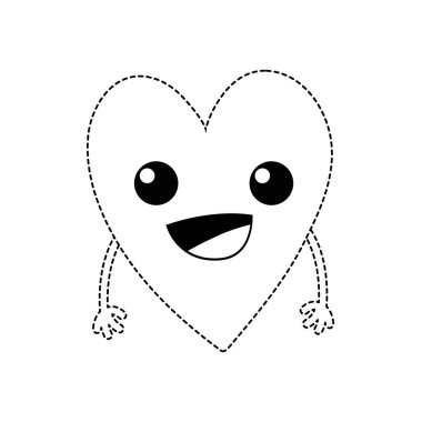 vektör çizim şekli şirin mutlu kalp kawaii silah ile noktalı