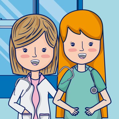 Hastane vektör çizim grafik tasarım, komik doktorlar karikatürler