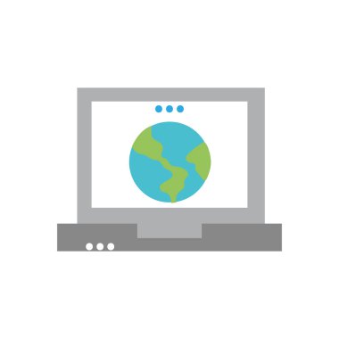 küresel dünya gezegen dizüstü bilgisayar teknoloji vektör çizim içinde