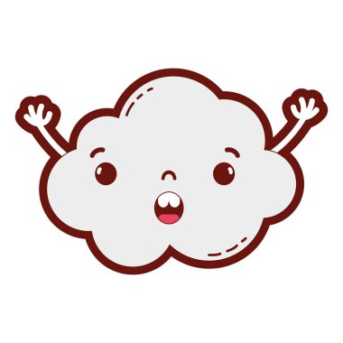çizgi rengi şaşırttı ve silah ile şirin bulut kawaii hava illüstrasyon vektör