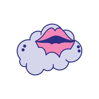 Ağız karikatür öpücük karikatür ve ifade Tema izole tasarım vektör çizim