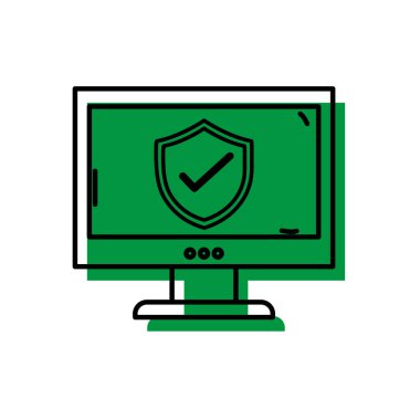 kalkan güvenlik koruma bilgisayar teknoloji vektör çizim içinde