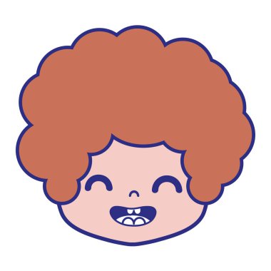 kıvırcık saç ve gülümsemek yüz ile renkli çocuk baş illüstrasyon vektör
