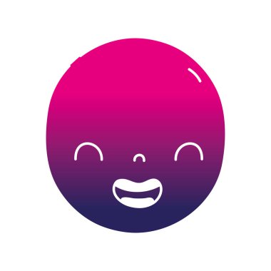 siluet kawaii şirin gülümsemek yüz ifade vektör çizim