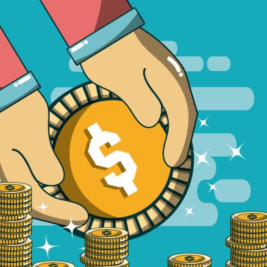 Paralar karikatürler elleriyle illüstrasyon grafik tasarım vektör