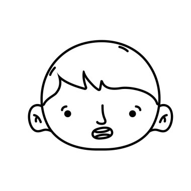 Avatar çocuk kafa saç modeli tasarım vektör çizim ile satır