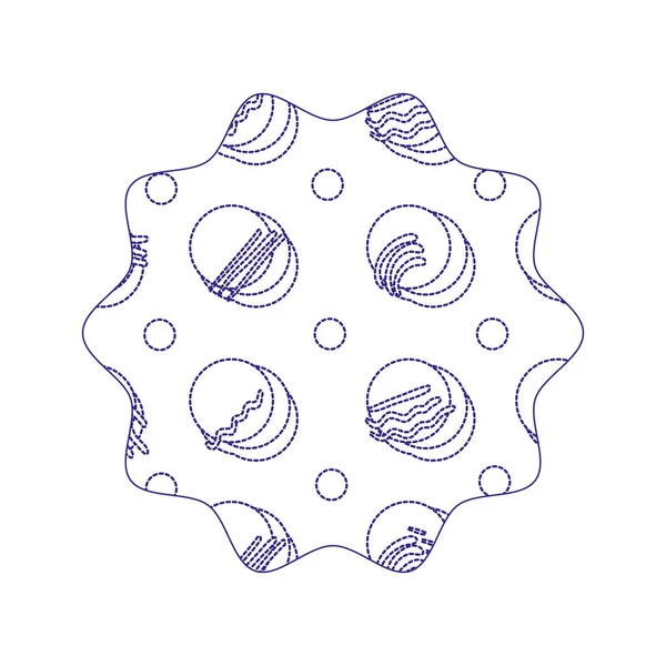 Étoile Forme Pointillée Avec Illustration Vectorielle Fond Style Géométrique Memphis — Image vectorielle
