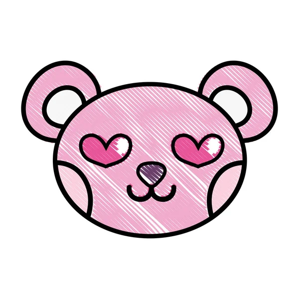 Grated Enamored Urso Cabeça Bonito Animal Vetor Ilustração —  Vetores de Stock