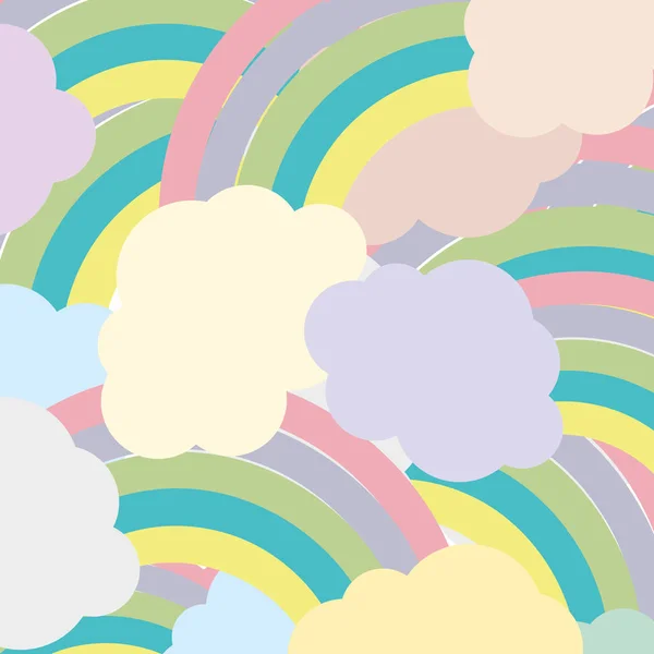 Coloré Nature Nuages Arc Ciel Dans Ciel Fond Vectoriel Illustration — Image vectorielle