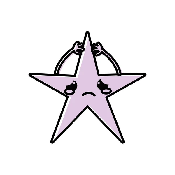 Color Llorando Estrella Brillante Kawaii Con Ilustración Vector Brazos — Vector de stock
