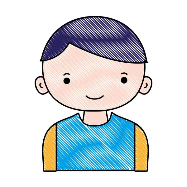Решетчатый Счастливый Мальчик Футболкой Векторной Иллюстрацией Стиле Прически — стоковый вектор