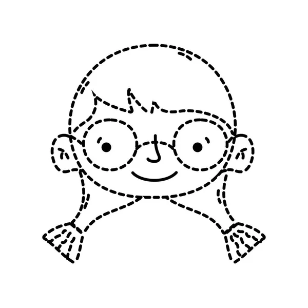 Tête Fille Forme Pointillé Avec Des Lunettes Illustration Vectorielle Conception — Image vectorielle