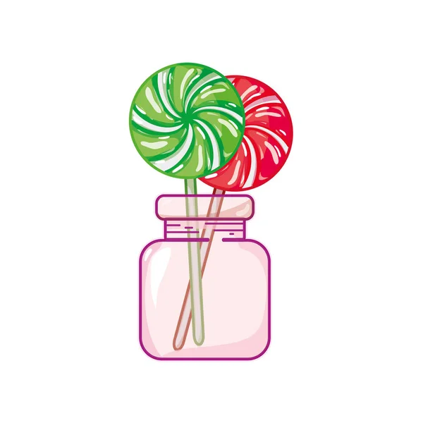 Candies Sweet Dessert Crystal Jar Vector Illustration — Stock Vector