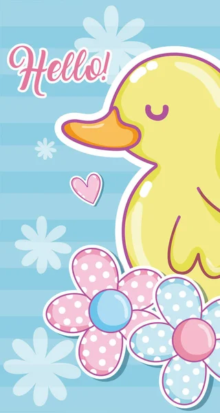 Hello Baby Shower Card Cute Cartoons Vector Illustration Graphic Design — Stock Vector