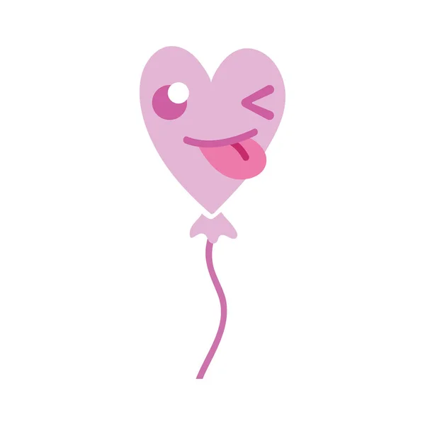 Coloré Drôle Coeur Ballon Kawaii Dessin Animé Vectoriel Illustration — Image vectorielle