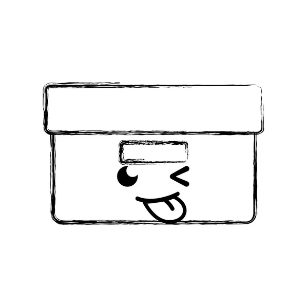 Figura Engraçado Caixa Arquivo Kawaii Cartoon Vetor Ilustração —  Vetores de Stock
