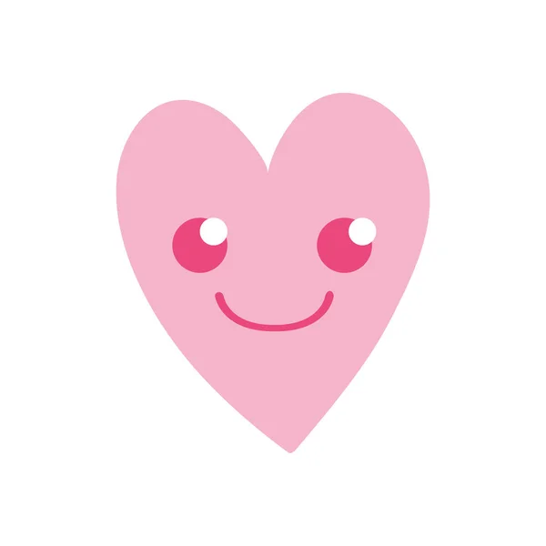 Colorido Agradável Sorriso Coração Kawaii Desenho Animado Vetor Ilustração —  Vetores de Stock