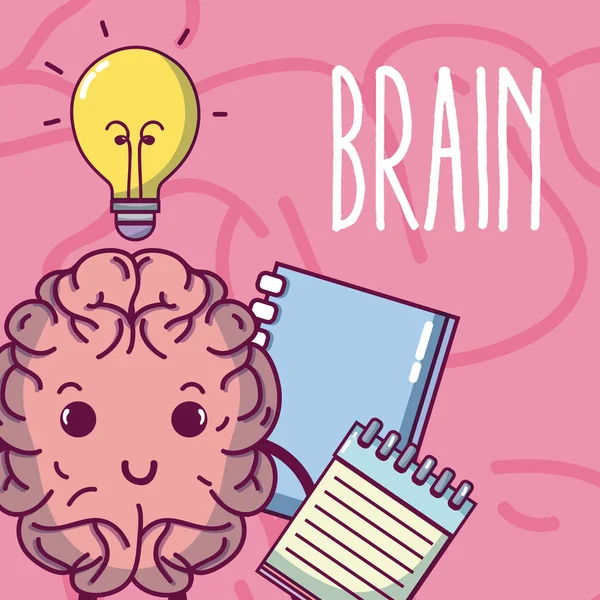 Cute Brain Cartoon Big Idea Vector Illustration Graphic Design — Stock Vector