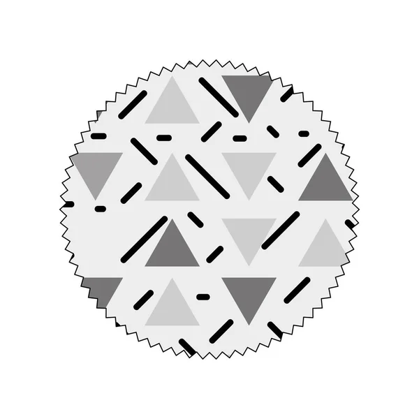 Gråskala Cirkel Med Grafisk Figur Memphis Bakgrund Vektorillustration — Stock vektor