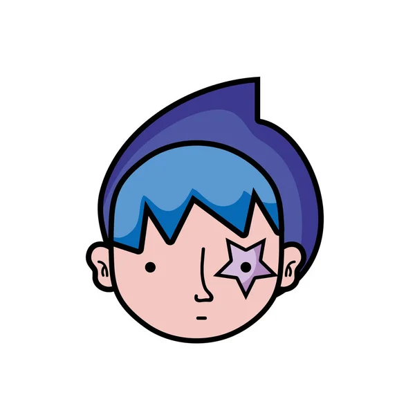 Cabeza Niño Con Estrella Tatuaje Turbante Vector Ilustración — Archivo Imágenes Vectoriales