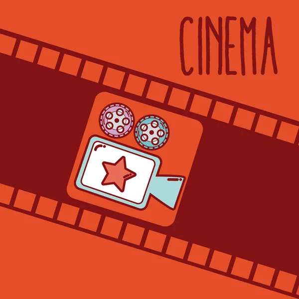 Βιντεοκάμερα Κινουμένων Σχεδίων Κινηματογράφου Πάνω Από Πολύχρωμα Κύλινδρο Φόντο Διανυσματικά — Διανυσματικό Αρχείο