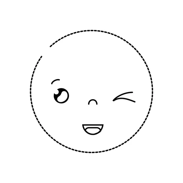 Διάστικτο Σχήμα Kawaii Κεφάλι Χαριτωμένο Αστείο Πρόσωπο Εικονογράφηση Διάνυσμα — Διανυσματικό Αρχείο