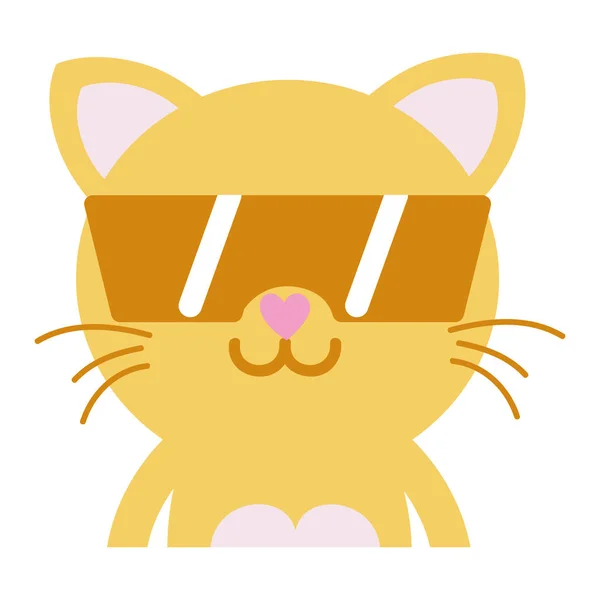 Gato Feliz Colorido Animal Felino Adorável Com Óculos Sol Ilustração —  Vetores de Stock