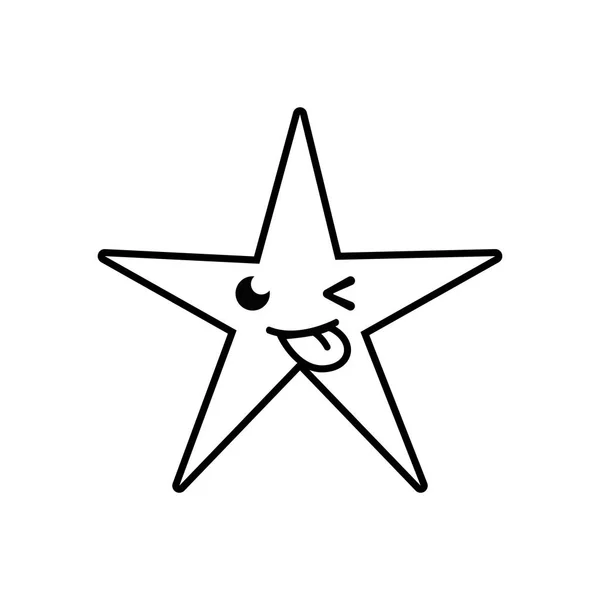 ライン面白いピカピカ星可愛い漫画ベクトル図 — ストックベクタ