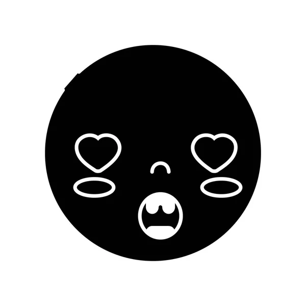 Kontur Kawaii Kopf Mit Niedlichen Verliebten Gesichtsvektor Illustration — Stockvektor