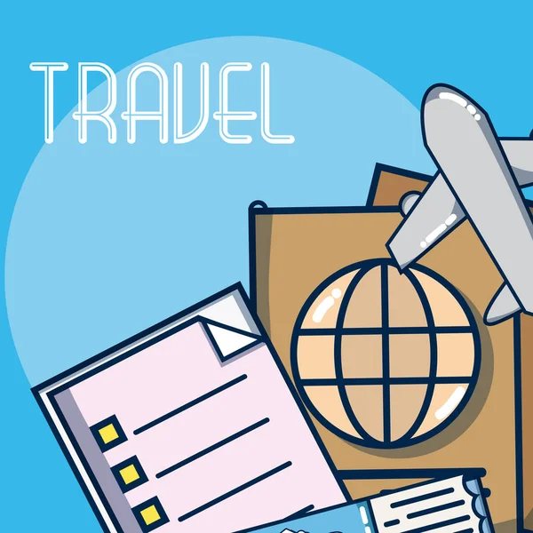 Vacanze Elementi Viaggio Cartoni Animati Vettoriale Illustrazione Grafica — Vettoriale Stock