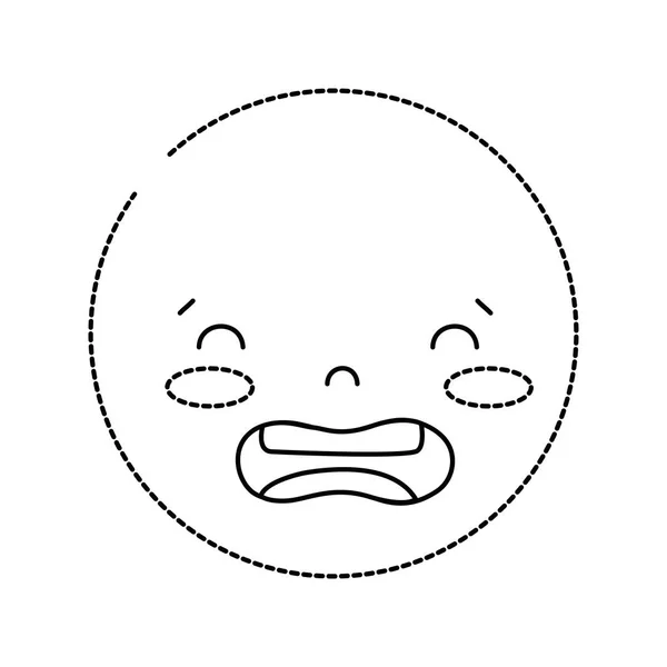 Forma Punteada Cabeza Kawaii Con Lindo Disgustado Cara Vector Ilustración — Vector de stock