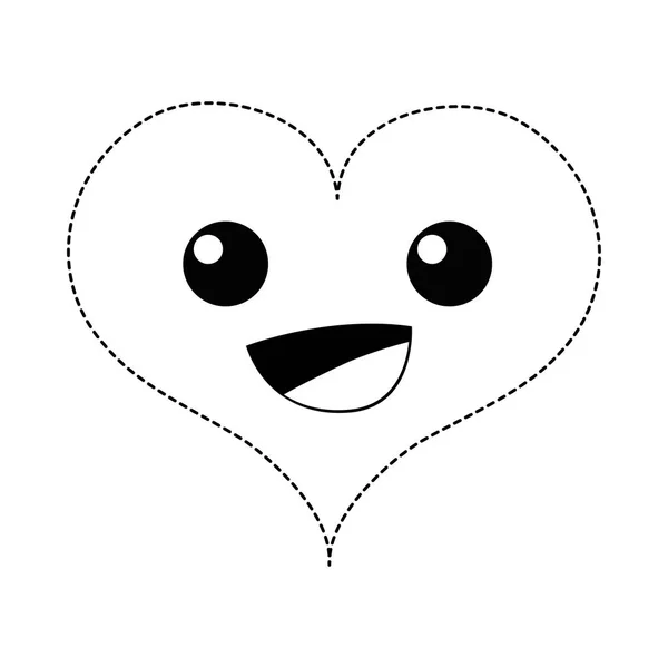 Forma Punteada Corazón Feliz Pasión Kawaii Carácter Vector Ilustración — Vector de stock