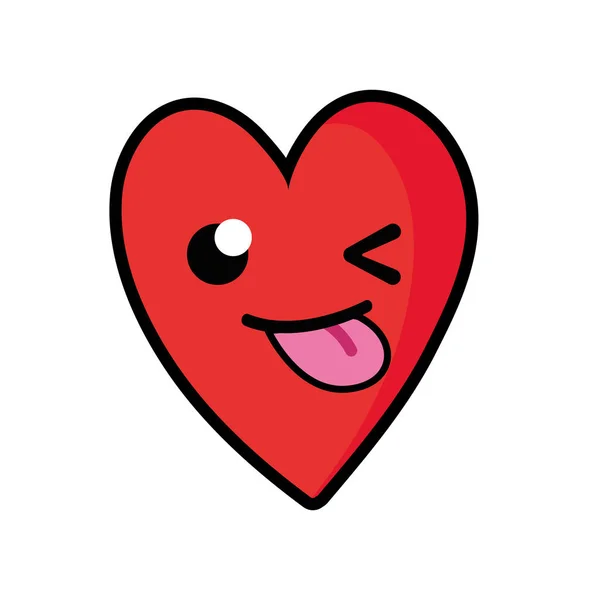 Χαριτωμένο Αστείο Καρδιά Kawaii Καρτούν Εικονογράφηση Φορέα — Διανυσματικό Αρχείο