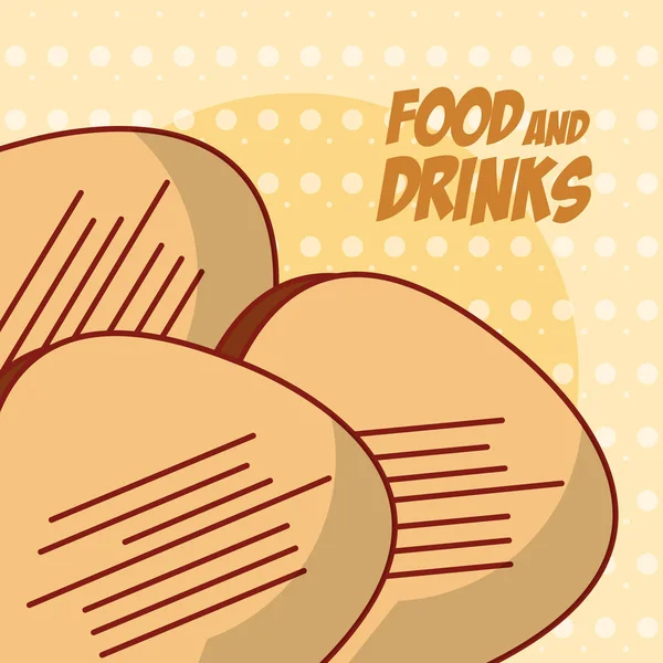 Čerstvý Chléb Potraviny Nápoje Vektorové Ilustrace Grafický Design — Stockový vektor