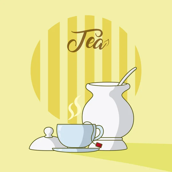 Чашка Чая Векторная Иллюстрация Сахарной Банки — стоковый вектор
